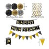 Happy New Year 2022 Bandera negra con banderines de papel