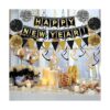Happy New Year 2022 Bandera negra con banderines de papel