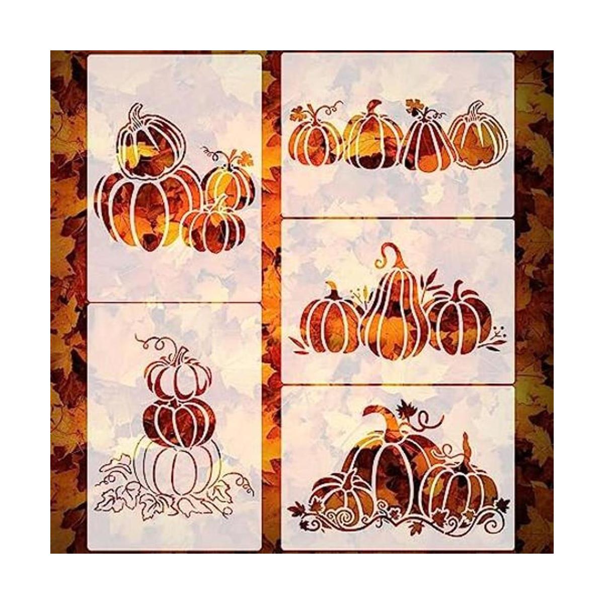 5 plantillas de calabaza de otoño de 11.7 x 8.3 pulgadas