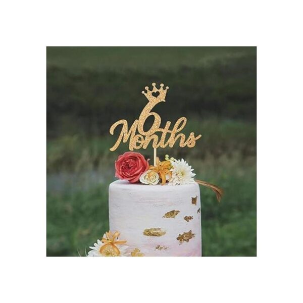 Decoración dorada para tartas de 6 meses con purpurina_4