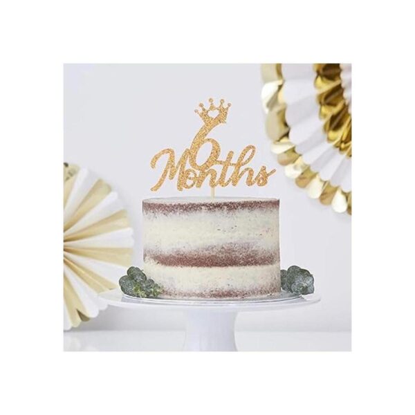 Decoración dorada para tartas de 6 meses con purpurina_3