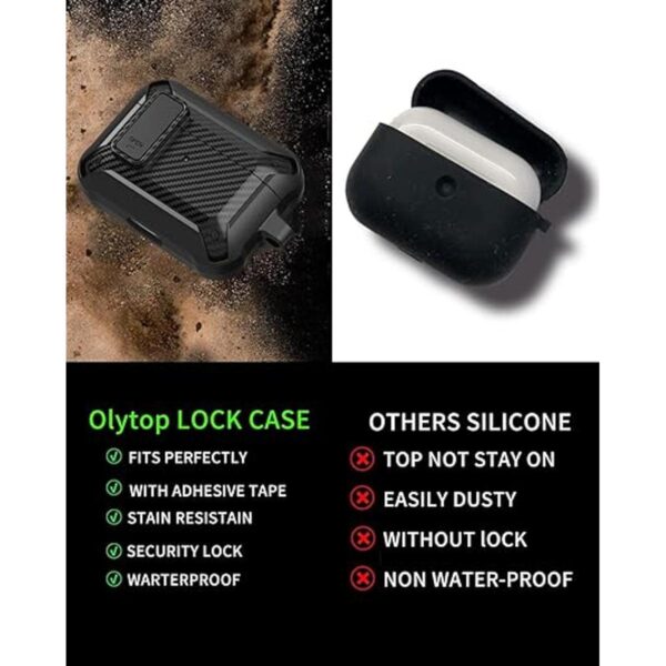 Olytop Funda para Airpods Pro con clip de bloqueo funda