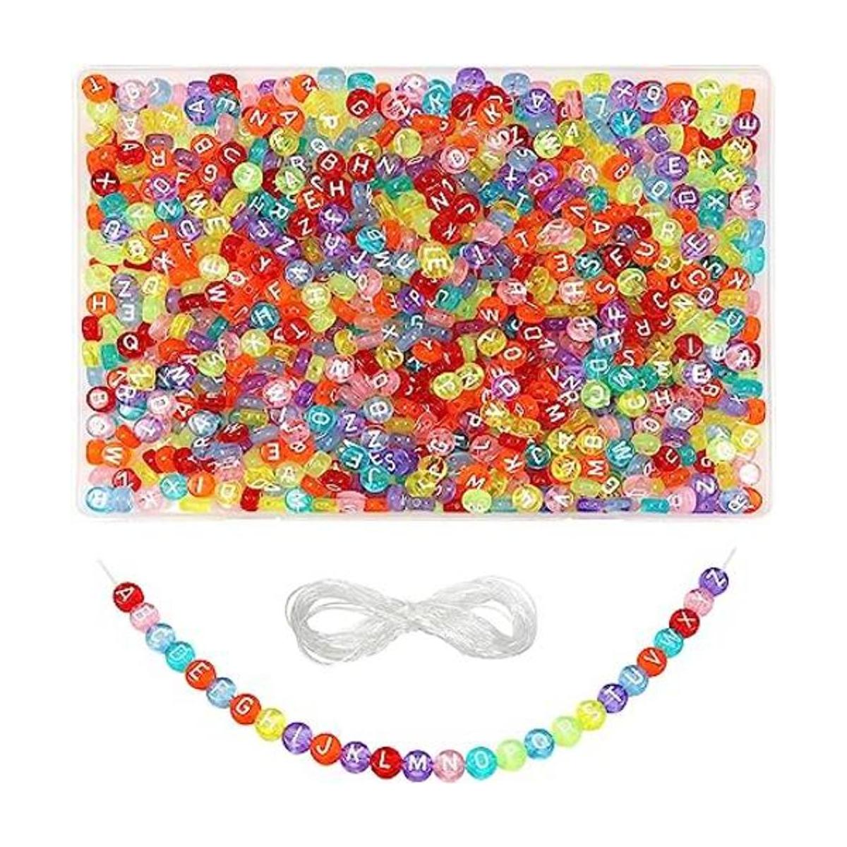TOAOB 1000pcs Colorful Round Letter Beads 4x7mm Acrylic