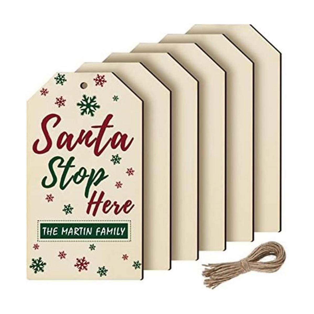 6 etiquetas de madera grandes de Navidad sin terminar para