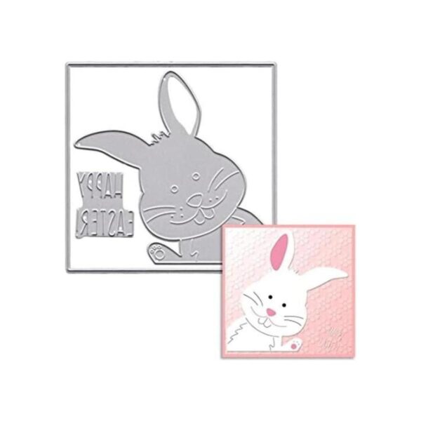 Feliz Conejo de Pascua Cuadrado Marco de Metal Troqueles_1