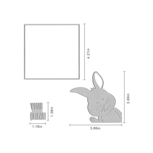 Feliz Conejo de Pascua Cuadrado Marco de Metal Troqueles_2