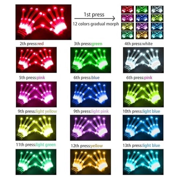 VICSPORT Guantes LED de 12 luces intercambiables de color_2