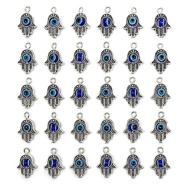 JIALEEY 30 cuentas de plata antigua Hamsa con diseño de_1