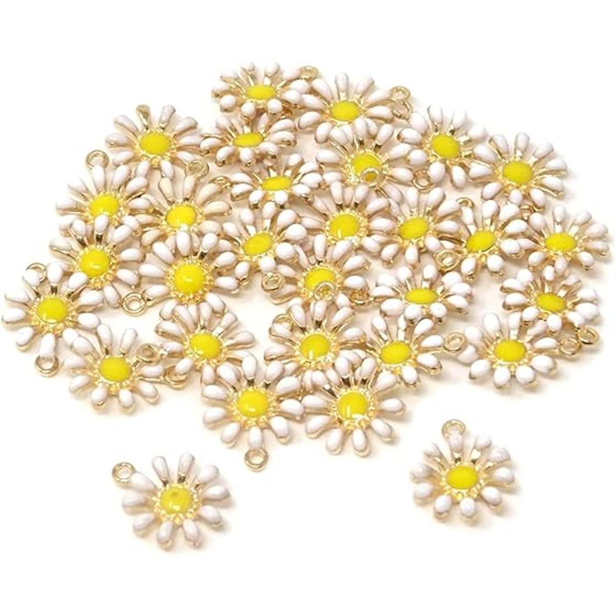 Honbay 30 colgantes de margaritas esmaltadas para hacer