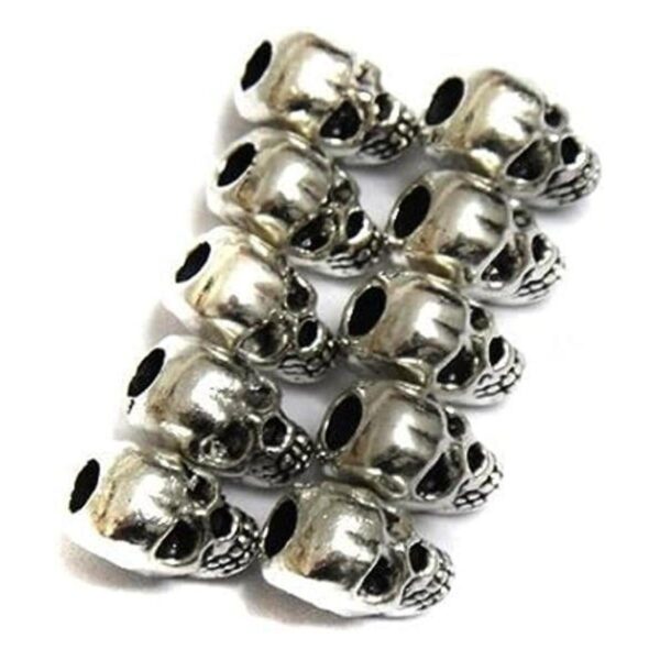 MosBug 30 cuentas espaciadoras de calavera de plata_1