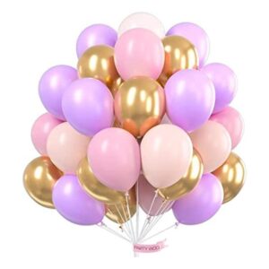 PartyWoo Globos de oro rosa morado 60 globos morados de_1