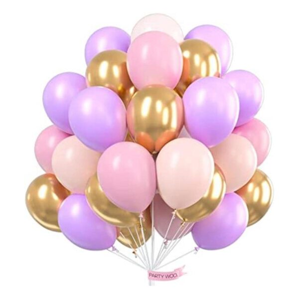 PartyWoo Globos de oro rosa morado 60 globos morados de_1