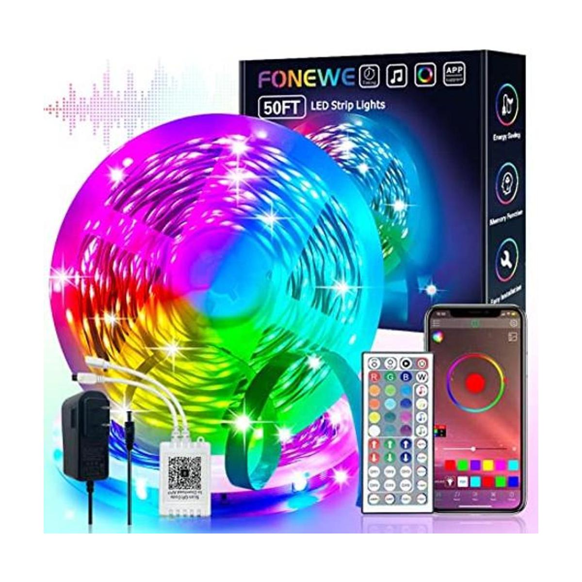 FONEWE Luces LED de 50 pies para dormitorio tira de