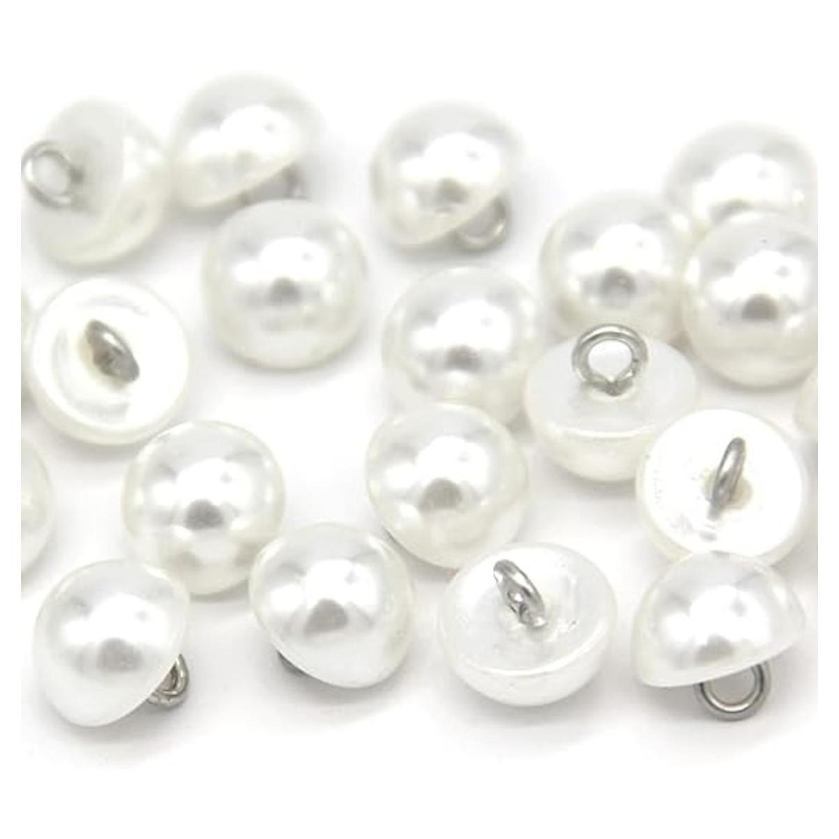 USOSOU 10mm Half Domed Pearl Buttons SemiCircle White