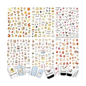 6 hojas de calcomanías de arte de uñas de animales gato