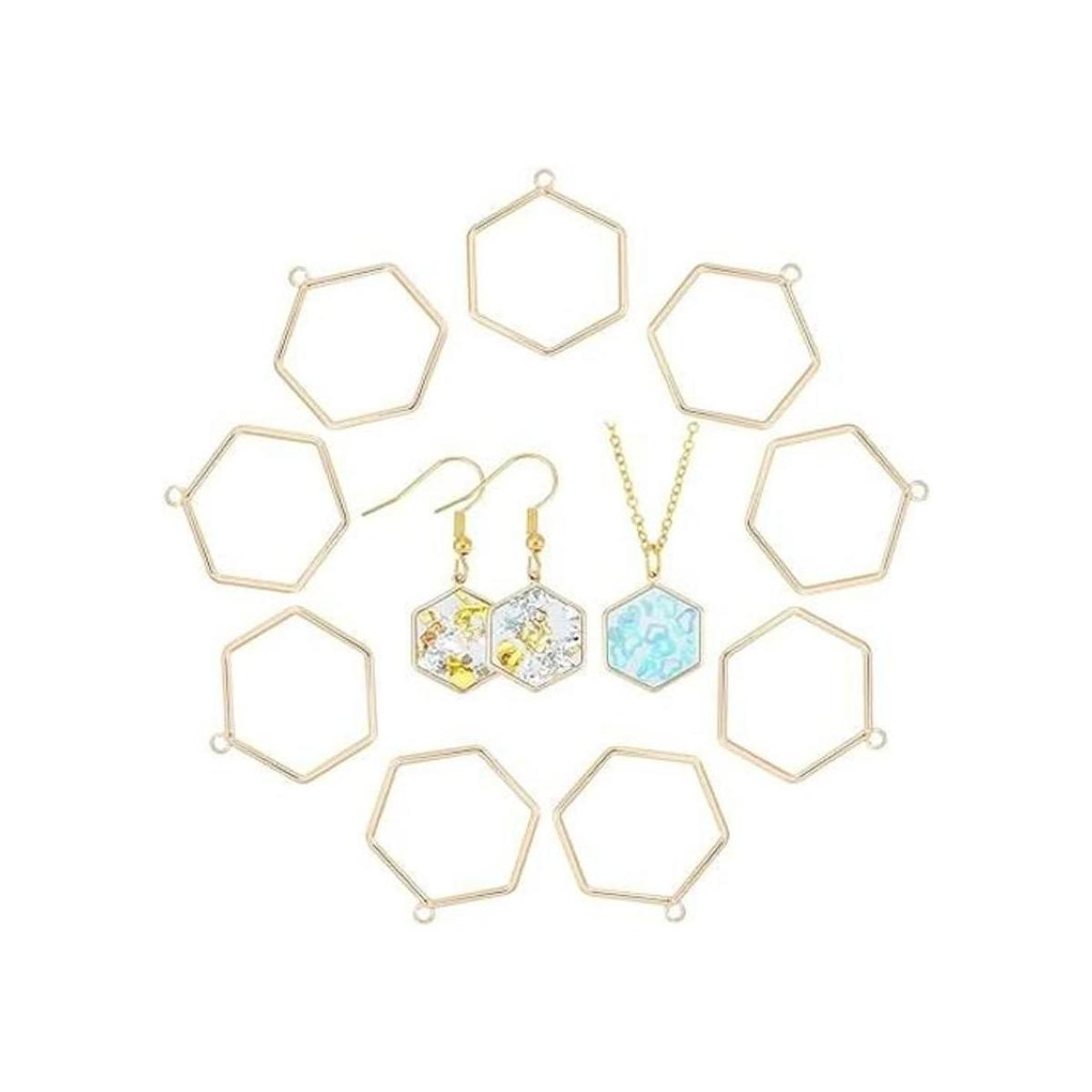 CHGCRAF Colgantes hexagonales de bisel abierto Colgantes