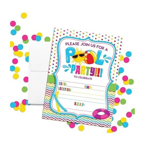 Juego de 20 invitaciones para fiestas de piscina con_2