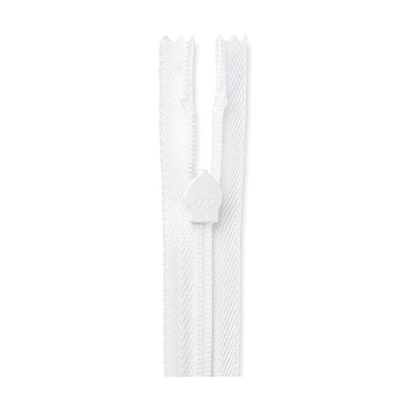 Cremallera invisible de 18 pulgadas blanco no separación
