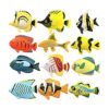 HAPTIME Juego de 12 juguetes de peces tropicales pástico