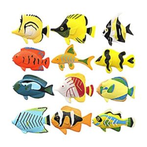 HAPTIME Juego de 12 juguetes de peces tropicales pástico
