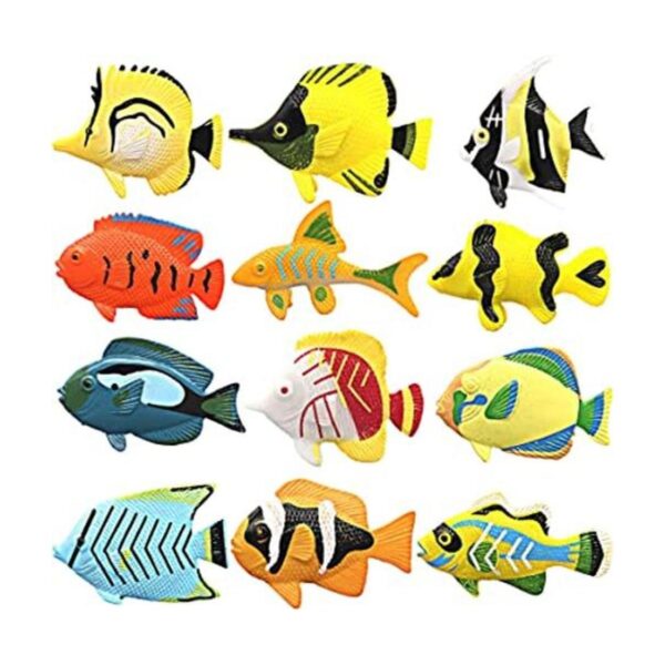 HAPTIME Juego de 12 juguetes de peces tropicales pástico