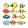 HAPTIME Juego de 12 juguetes de peces tropicales pástico