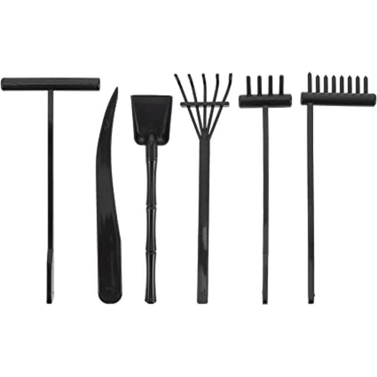 STOBOK Kit de 6 piezas de mini jardín Zen negro