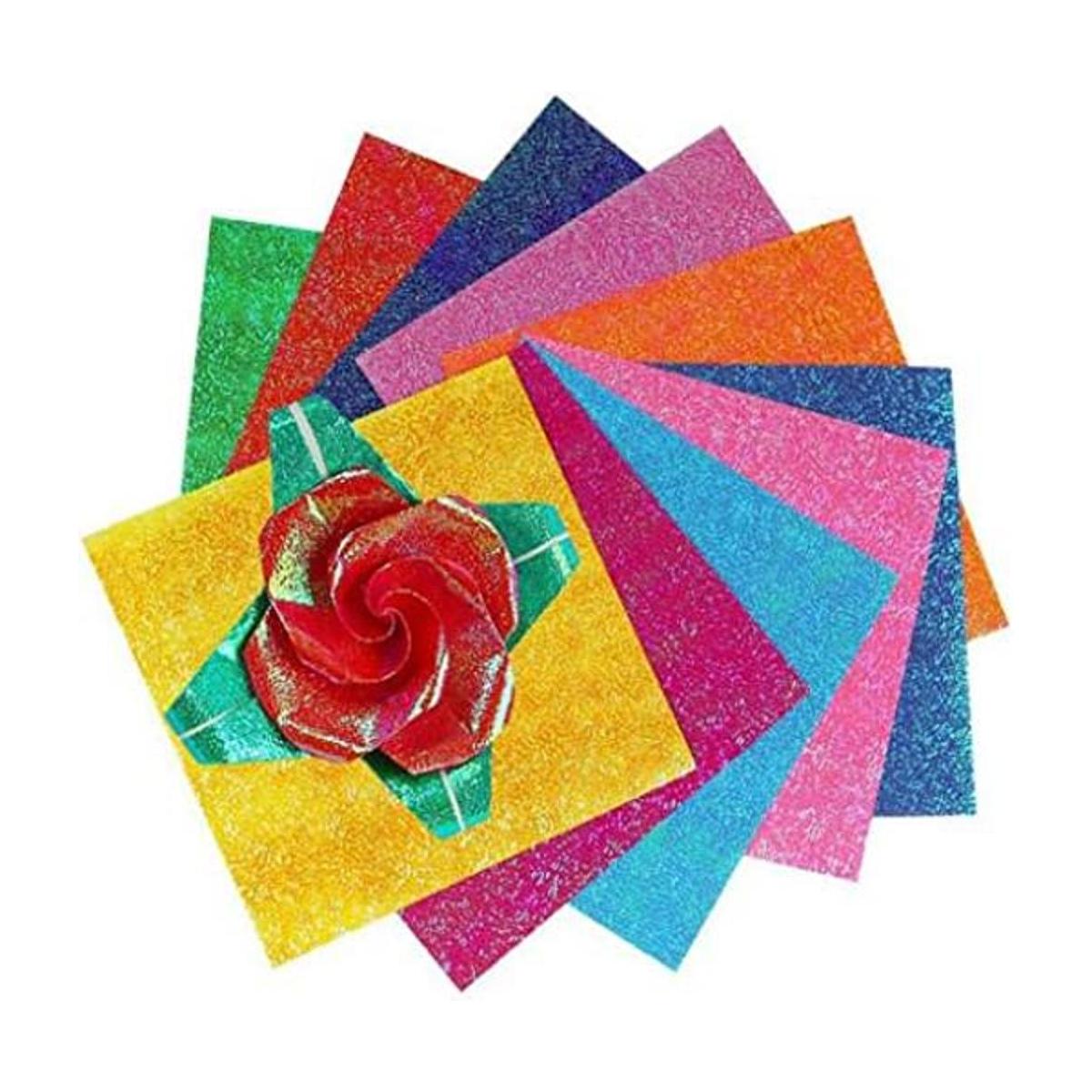 50 hojas de papel de origami de 4.0 x 4.0 in cuadrado