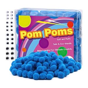 150 pompones azul claro pompones de 1 pulgada con ojos_1