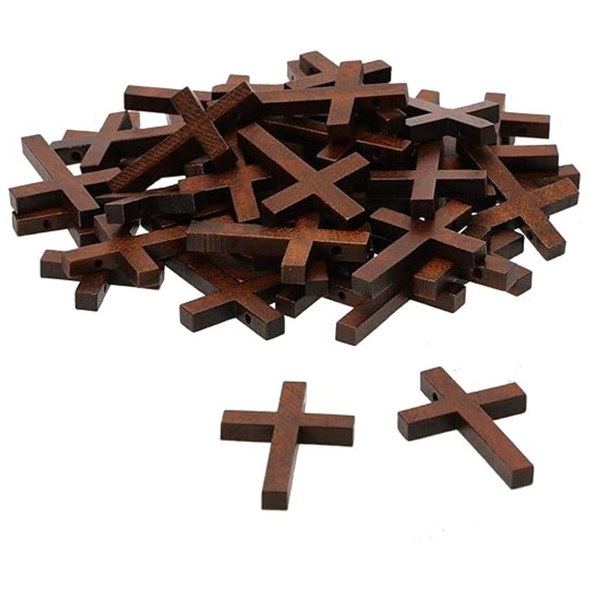 Penta Angel cruz de madera natural a granel 50 piezas mini