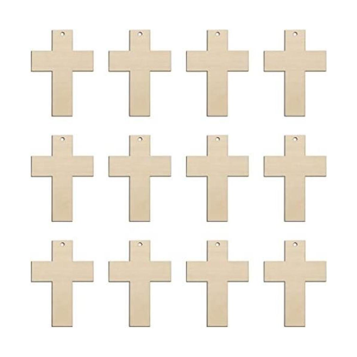 30 piezas de mini cruz de madera DIY recortes de 2