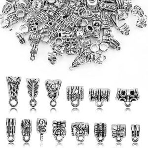 JIALEEY 125 cuentas de tubo de plata tibetana antigua
