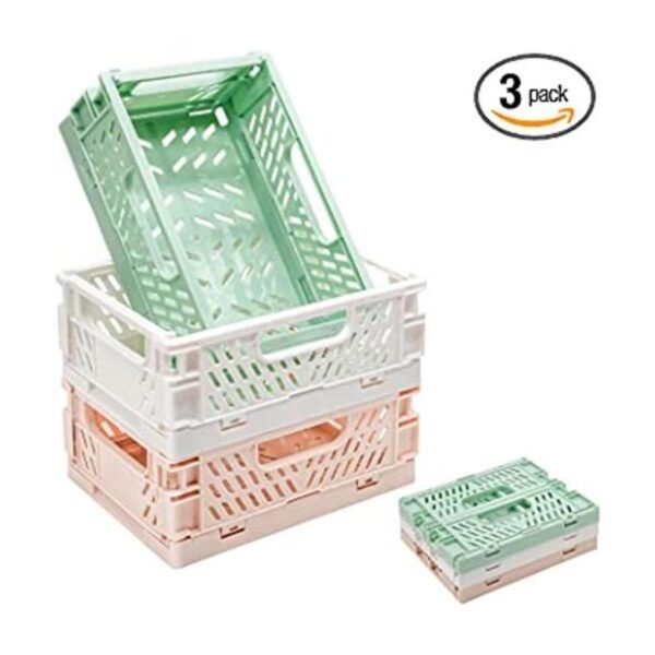 Paquete de 3 cestas de almacenamiento de plástico para