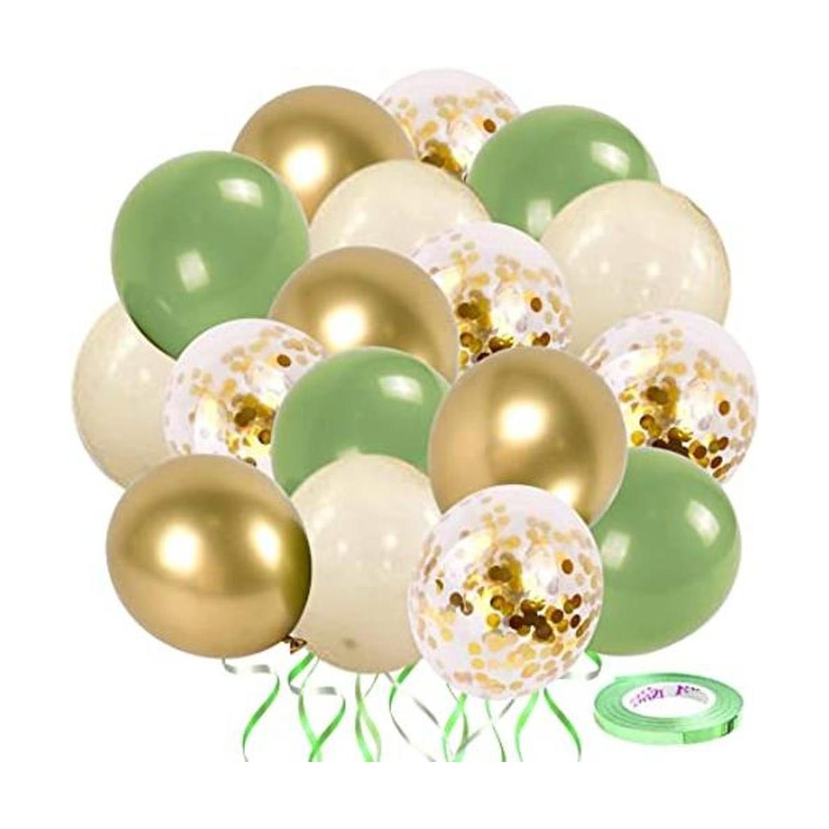 Vanjehou Globos blancos de plata verde 50 unidades de