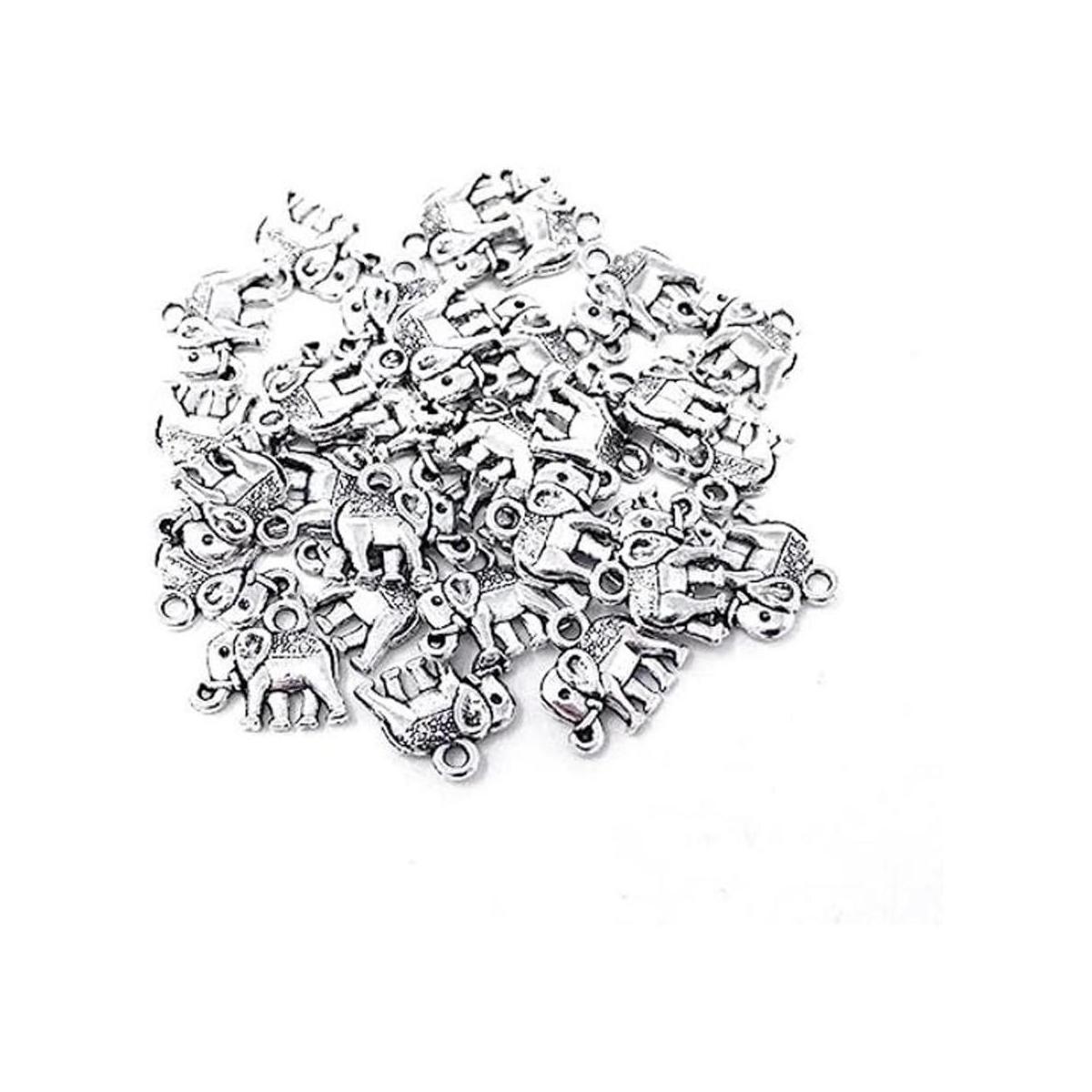 honbay 30pcs envejecido de elefante de plata Lucky Charms