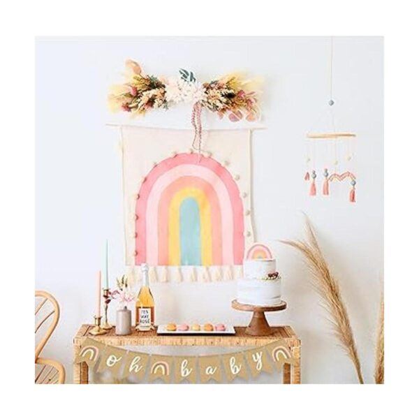Cartel de arpillera de baby shower estilo bohemio diseño_3
