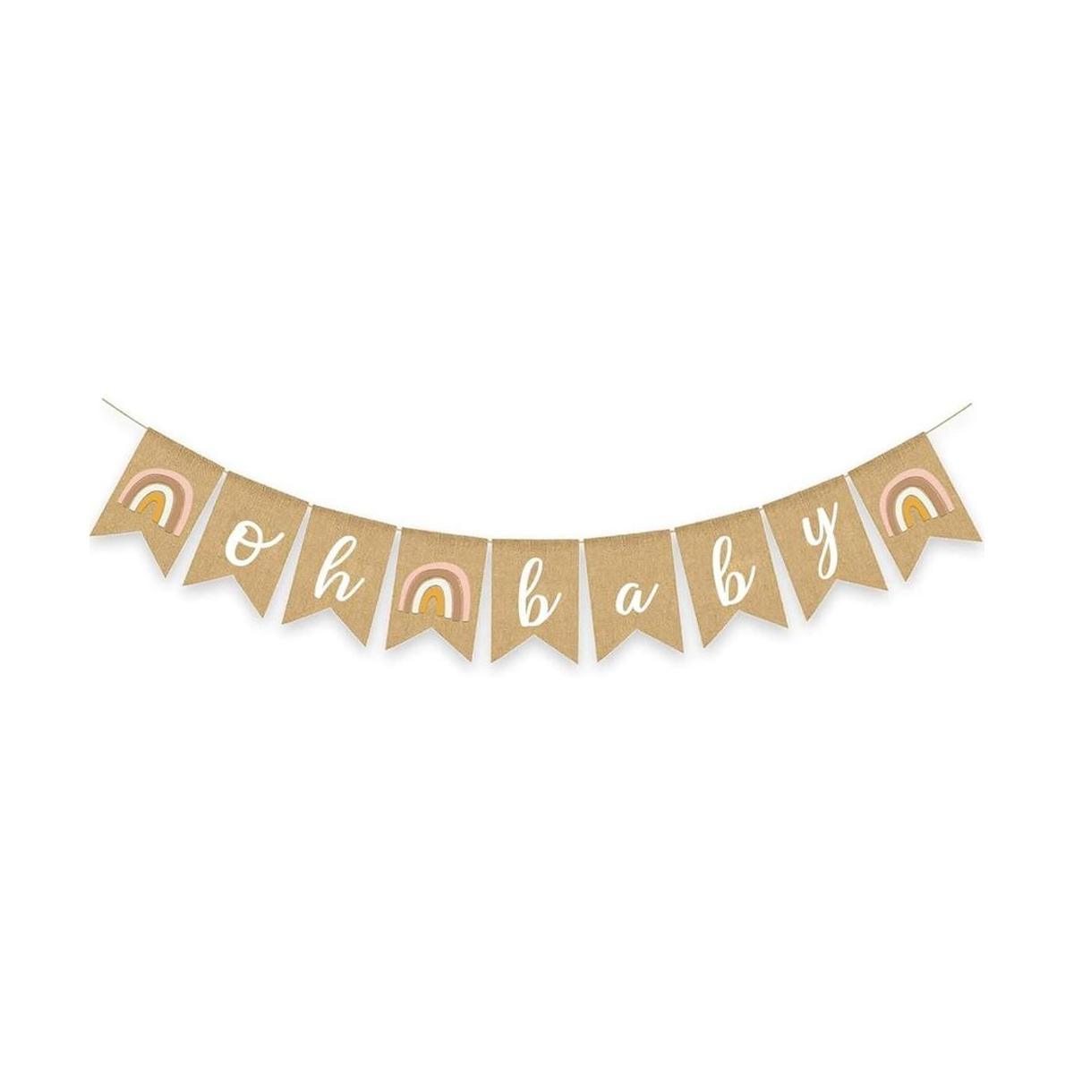 Cartel de arpillera de baby shower estilo bohemio diseño