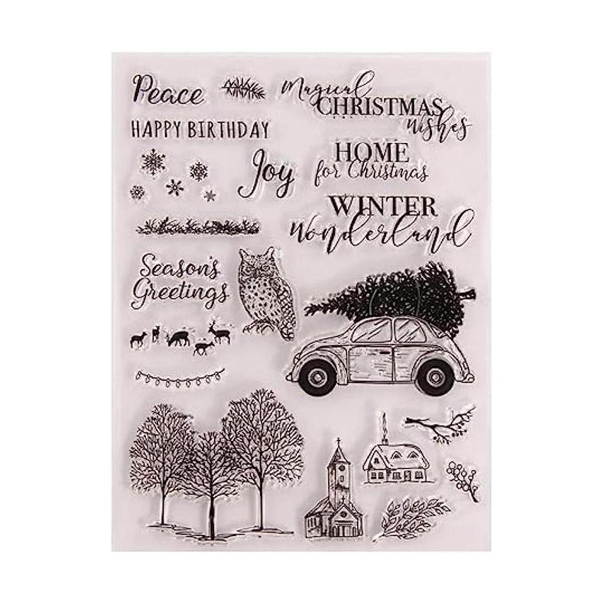 rbol de Navidad con diseño de búhos y copos de nieve