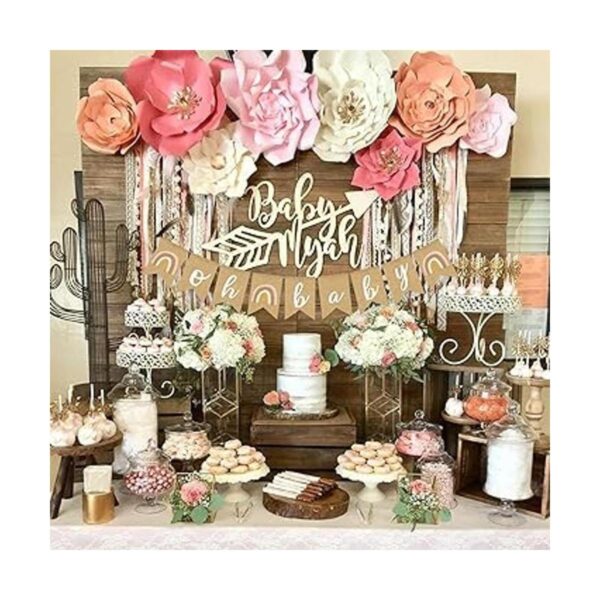 Cartel de arpillera de baby shower estilo bohemio diseño_4