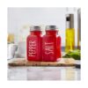 Glass Salt and Pepper Shakers Set Red Farmhouse Kitchen
