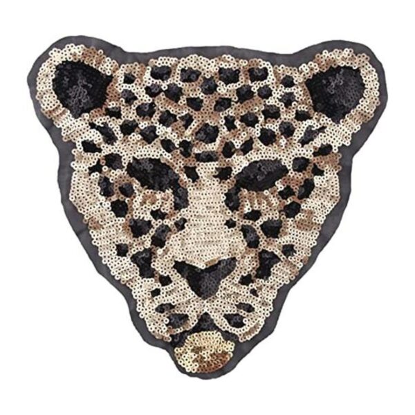 Huluth Parche de leopardo con lentejuelas parche bordado