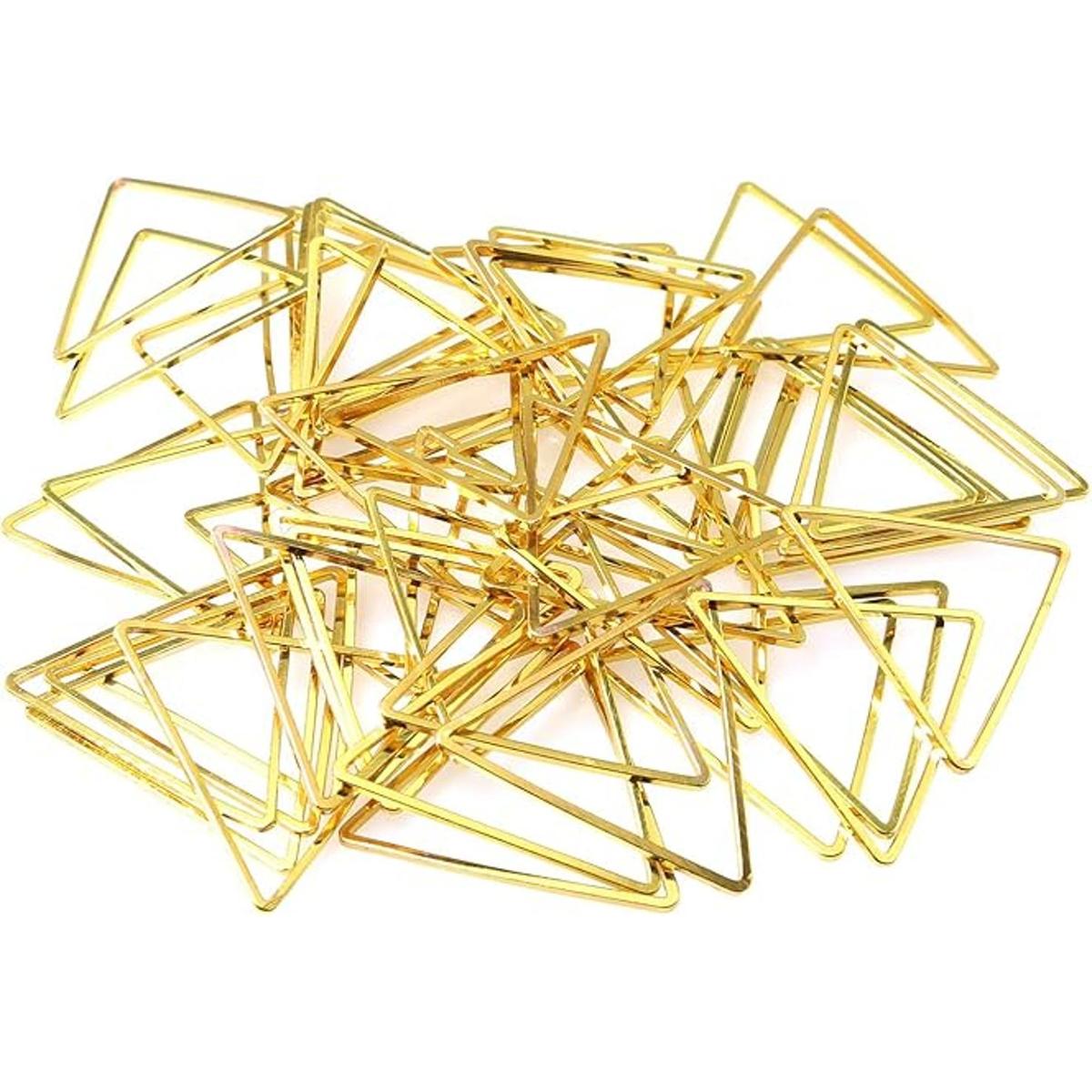 RLECS 50 piezas 0.94 pulgadas oro DIY Triángulo Pendientes