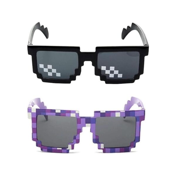 JINTOU 2 pcs Thug Life Sunglasses Mosaic Pixel Sunglasses