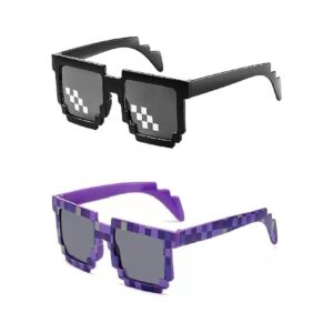JINTOU 2 pcs Thug Life Sunglasses Mosaic Pixel Sunglasses
