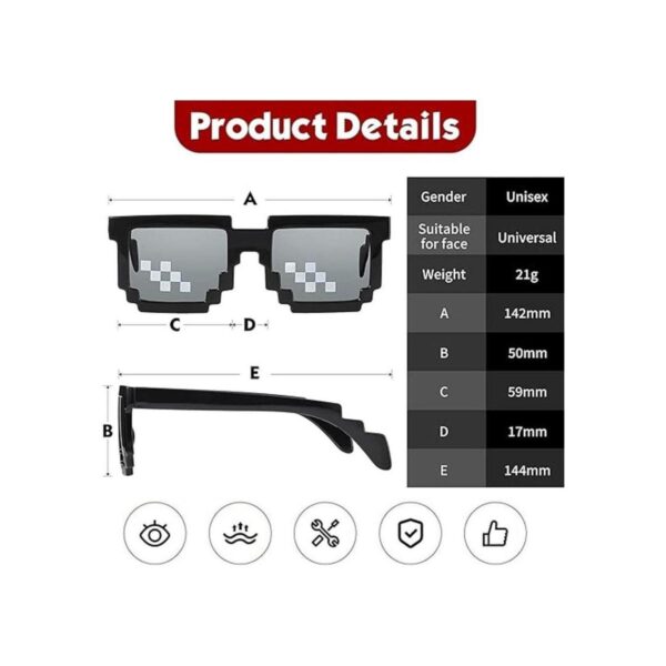 JINTOU 2 pcs Thug Life Sunglasses Mosaic Pixel Sunglasses