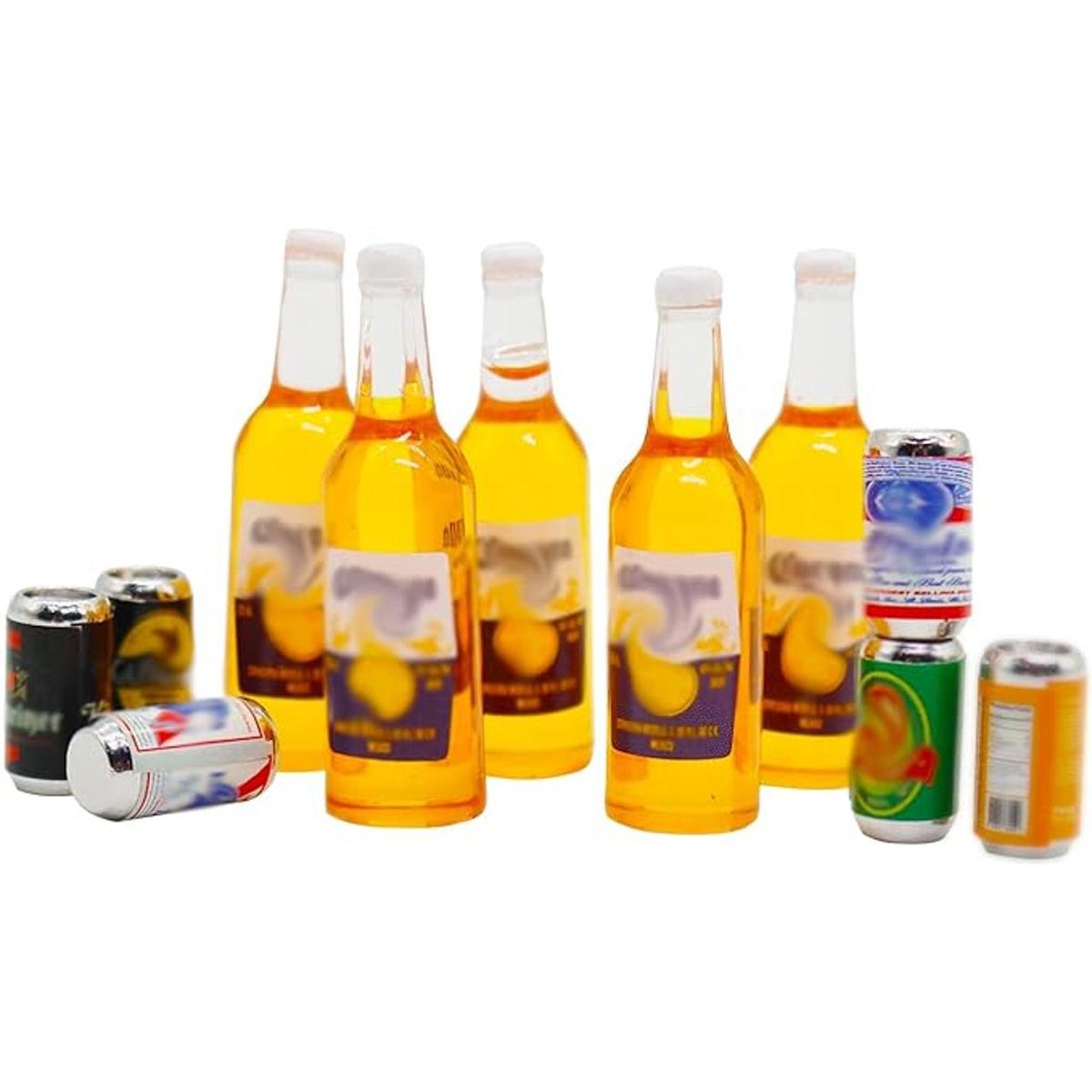 11 botellas de cerveza en miniatura a escala 112 y latas