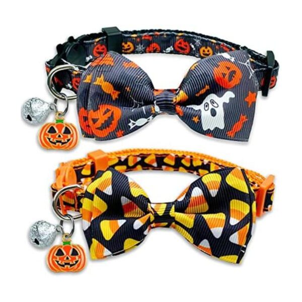 Pohshido Paquete de 2 collares de pajarita para gatos de
