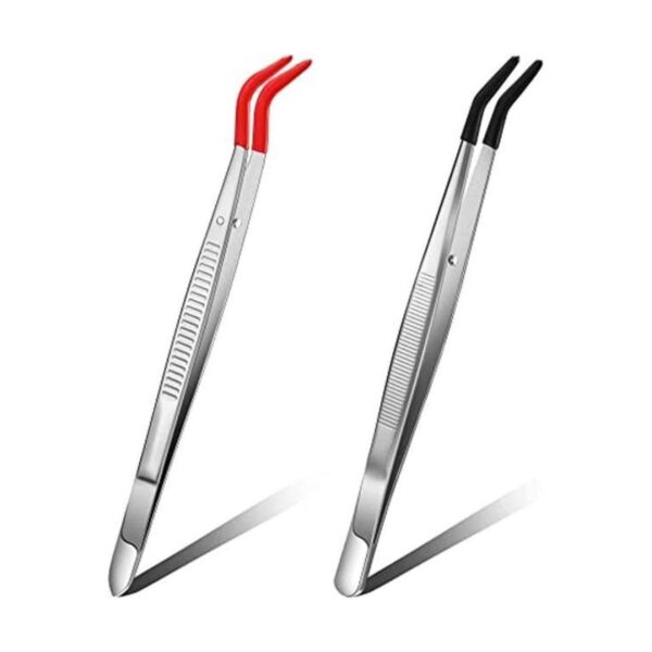 2 pinzas curvadas de punta doblada con puntas de silicona