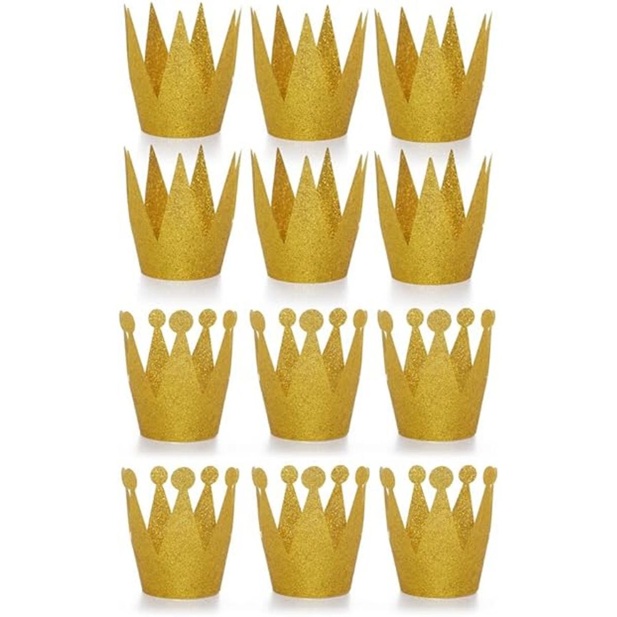 Amybasic 12 piezas Sombreros dorados de corona de