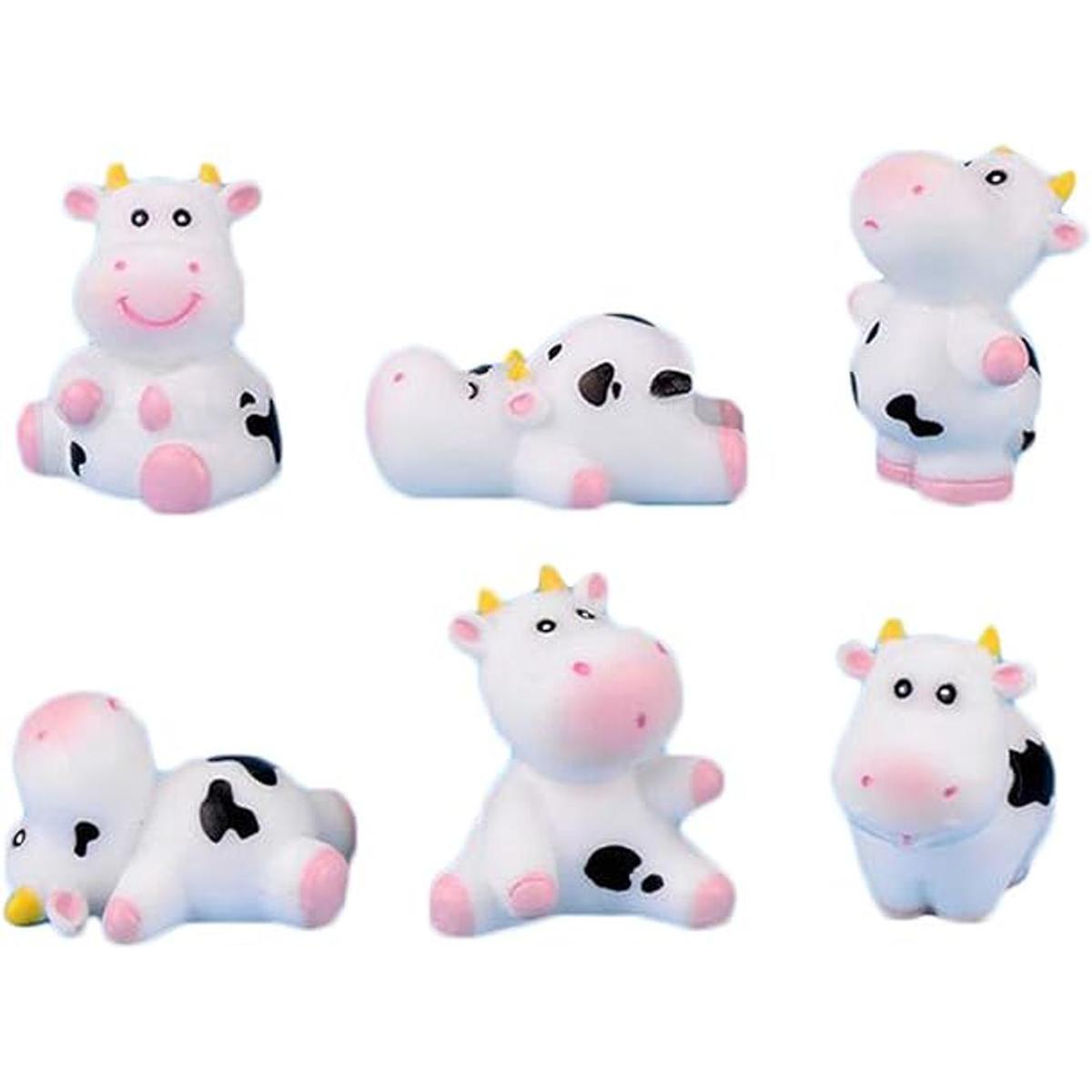 6 figuras en miniatura de animales de vaca decoración de